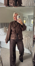 Load image into Gallery viewer, The faux suede tie waist zip jacket