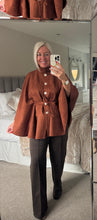 Load image into Gallery viewer, The Megan gold button faux side tie waist cape