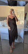Load image into Gallery viewer, The palma satin strappy dress with lace detailing