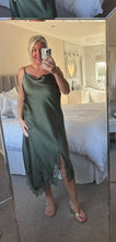 Load image into Gallery viewer, The palma satin strappy dress with lace detailing