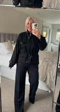 Load image into Gallery viewer, The faux suede tie waist zip jacket