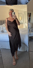Load image into Gallery viewer, The palma satin strappy dress with lace detailing