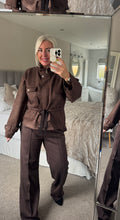 Load image into Gallery viewer, The faux suede tie waist zip jacket