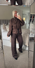 Load image into Gallery viewer, The faux suede tie waist zip jacket