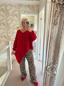 The animal print plisse trousers