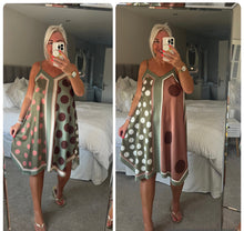 Load image into Gallery viewer, The satin spot strappy dress midi length
