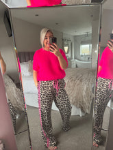 Load image into Gallery viewer, The Eve animal print joggers with pastel stripe
