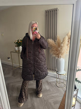 Load image into Gallery viewer, The Bella quilted coat with animal print ties
