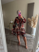 Load image into Gallery viewer, The frill hem chiffon tie dye button through dress

