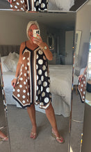 Load image into Gallery viewer, The satin spot strappy dress midi length
