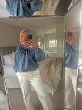 Load image into Gallery viewer, The denim pussy bow shirt
