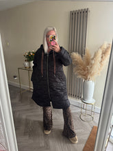 Load image into Gallery viewer, The Bella quilted coat with animal print ties
