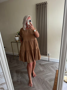 The tiered cord smock dress with pockets
