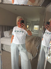 Load image into Gallery viewer, The sequin heart denim trim t shirt
