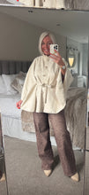 Load image into Gallery viewer, The Megan gold button faux side tie waist cape
