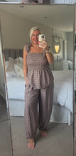Load image into Gallery viewer, The gingham shirred trouser suit in chocolate
