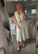 Load image into Gallery viewer, The Megan button through polka dot dress with tie waist
