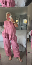 Load image into Gallery viewer, The Bora Bora 100% cotton frill trouser suit
