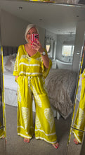 Load image into Gallery viewer, The Mandala satin trouser suit with cropped top
