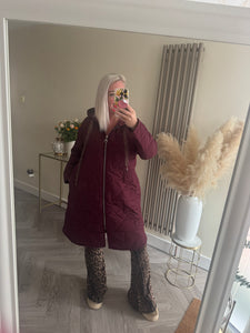 The Bella quilted coat with animal print ties