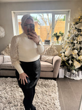 Load image into Gallery viewer, SALE The sparkle sleeve ribbed polar neck top (No return on sale items)
