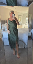 Load image into Gallery viewer, The palma satin strappy dress with lace detailing
