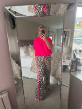 Load image into Gallery viewer, The Eve animal print joggers with pastel stripe
