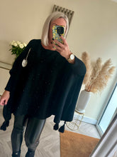 Load image into Gallery viewer, The sparkle poncho style jumper with tassels
