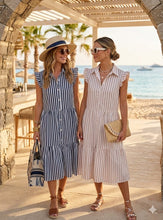 Load image into Gallery viewer, The Ibiza striped button through dress
