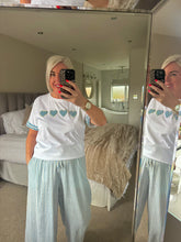 Load image into Gallery viewer, The sequin heart denim trim t shirt
