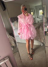 Load image into Gallery viewer, The Neve tie waist button through frill dress
