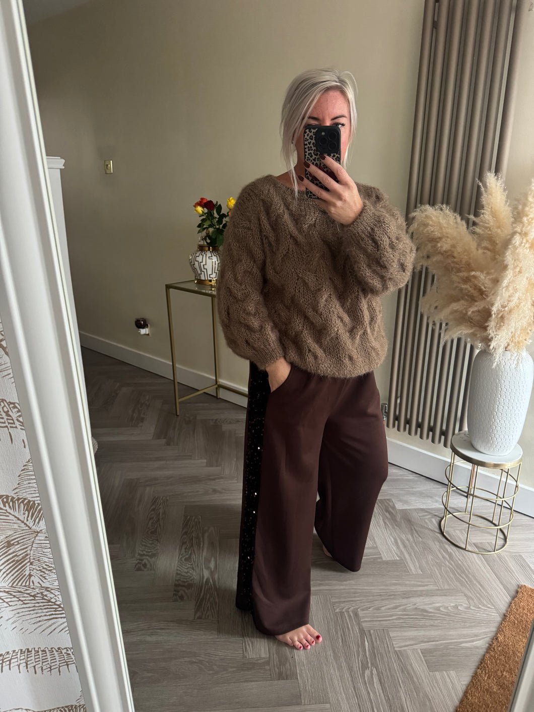 The sequin Seam tie waist joggers