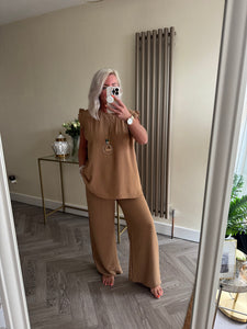 SALE The saints chiffon frill trouser suit with separate necklace (no returning sale items)