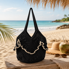 Load image into Gallery viewer, The Bora Bora crochet frill beach bag
