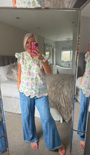 Load image into Gallery viewer, The broaderie anglais floral frill sleeve button through top
