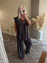 Load image into Gallery viewer, The saints button frill chiffon trouser suit
