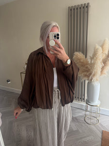 The satin pleat zip up jacket