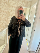 Load image into Gallery viewer, The sequin animal print tie front jacket
