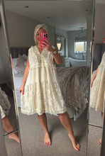 Load image into Gallery viewer, The Bora Bora tassel lace dress in antique cream
