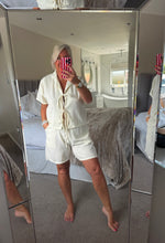 Load image into Gallery viewer, The Ibiza tie front pinstripe shorts set
