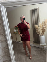 Load image into Gallery viewer, The Tiggy velour sequin rouched dress
