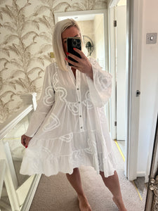 The 100% cotton flock heart smock dress