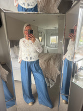 Load image into Gallery viewer, The high waisted chambrey denim Palazzos
