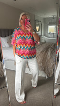 Load image into Gallery viewer, The tie back zig zag shimmer top
