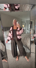 Load image into Gallery viewer, The handknit Mabel Chunky cardigan in marshmallow pink &amp; chocolate
