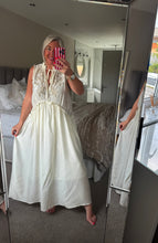 Load image into Gallery viewer, The Ibiza Boho embroidered tie neck dress
