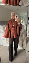 Load image into Gallery viewer, The Megan gold button faux side tie waist cape
