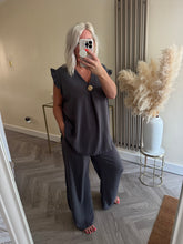 Load image into Gallery viewer, The saints button frill chiffon trouser suit
