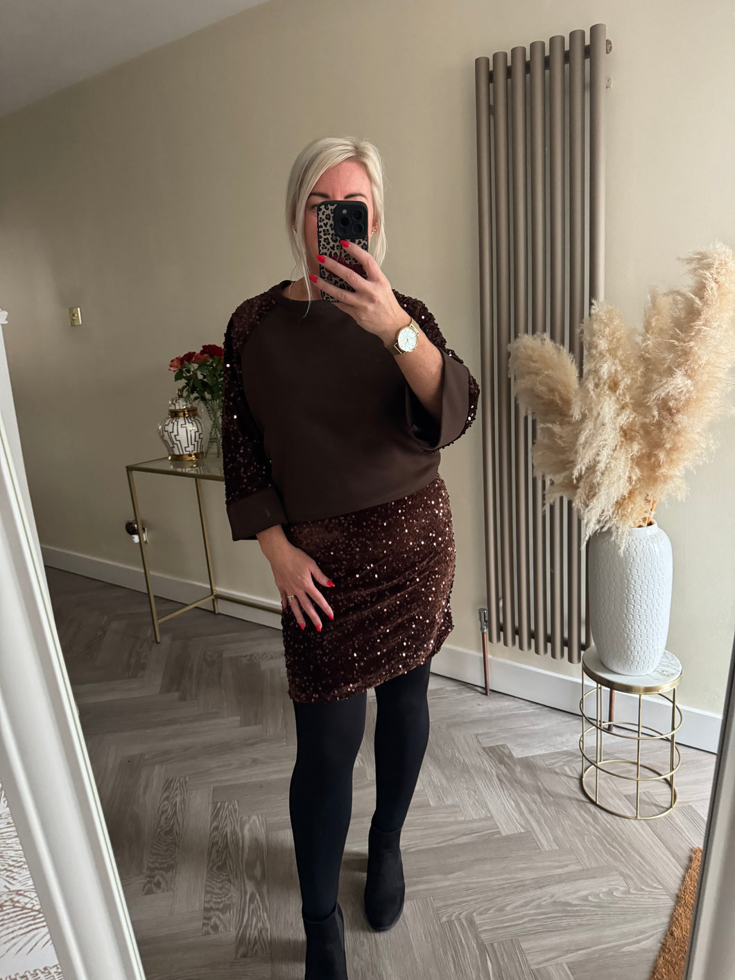 The Tiggy velour sequin skirt