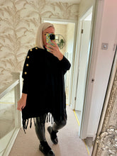 Load image into Gallery viewer, The tassel poncho style jumper with gold button detailing
